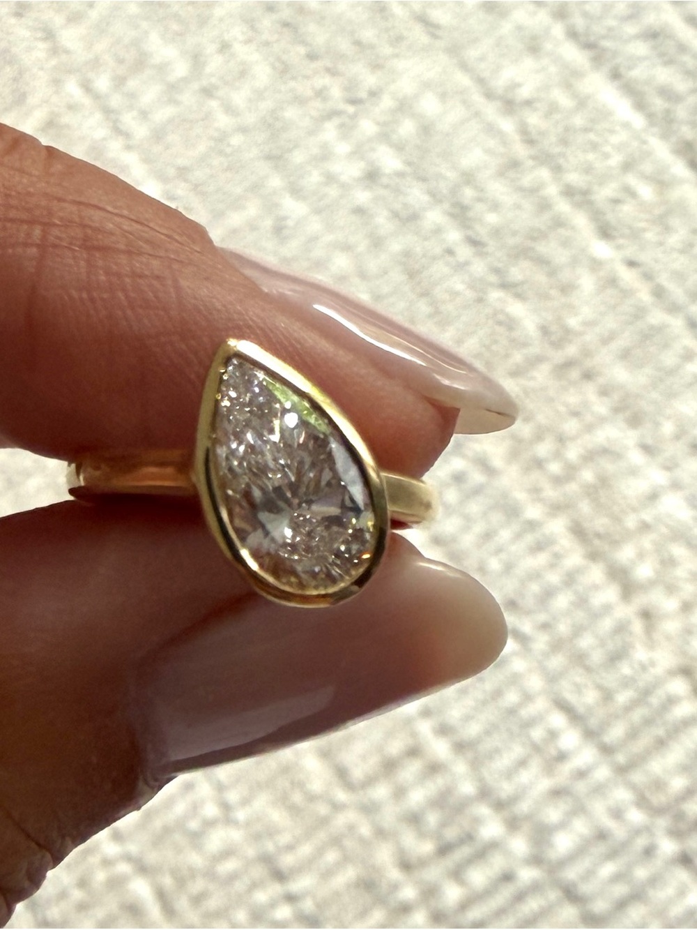Elegant lab diamond 1.49 carat Gold Teardrop pinky Ring - Women Jewelry size 3